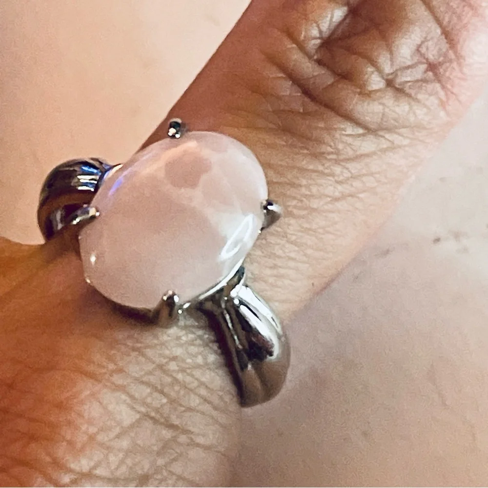 New Natural Rose Quartz Boho Sterling Silver Minimalist Arizona Artisan Ring